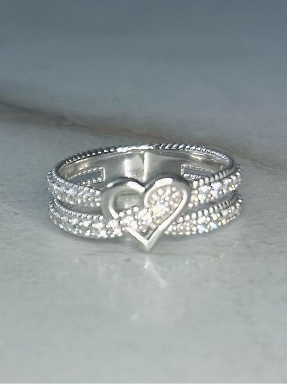 Silver Toned Heart Ring